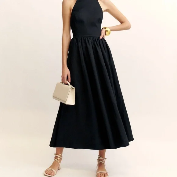 NWT Reformation Percy Linen Dress in black size 2